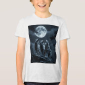 Three Wolves Howling at the Full Moon - Three Wolf Tri-Blend Shirt (Vorderseite)