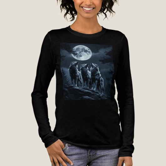 Three Wolves Howling at the Full Moon - Three Wolf Tri-Blend Shirt (Vorderseite)
