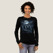 Three Wolves Howling at the Full Moon - Three Wolf Tri-Blend Shirt (Volle Vorderseite)
