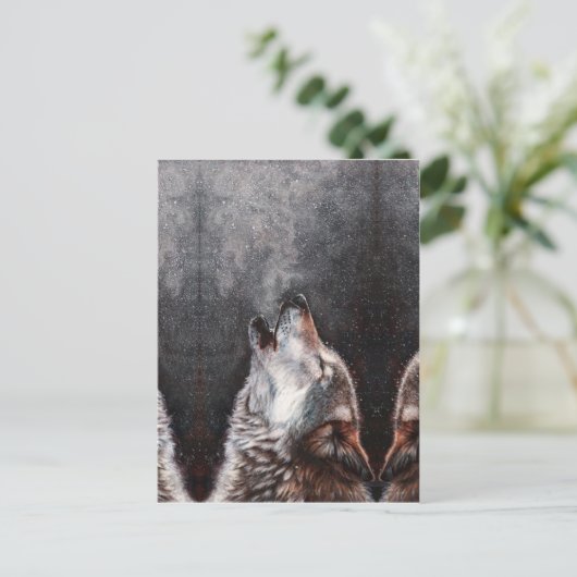 Three Wolves Howling Postkarte (Stehend Vorderseite)