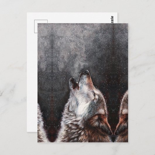 Three Wolves Howling Postkarte (Vorne/Hinten)