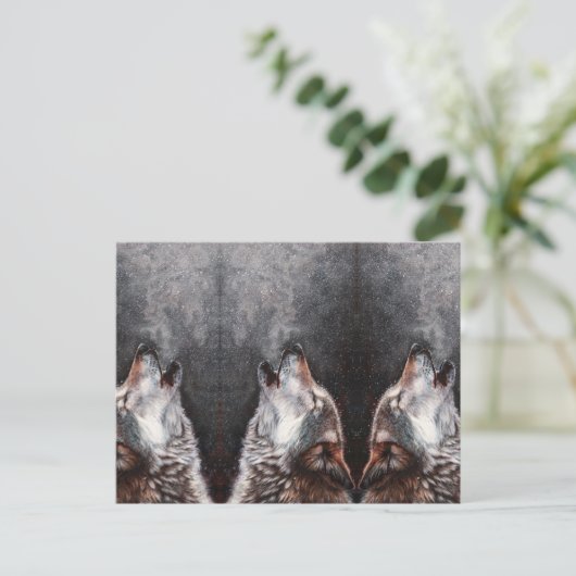 Three Wolves Howling Postkarte (Stehend Vorderseite)