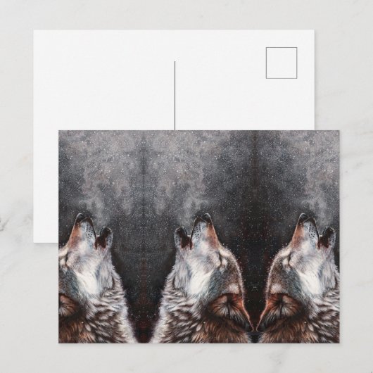 Three Wolves Howling Postkarte (Vorne/Hinten)