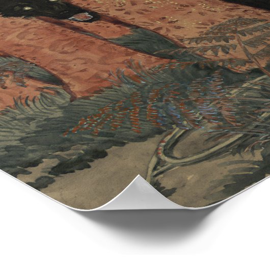 Three Women and Three Wolves Eugène Grasset Poster (Ecke)