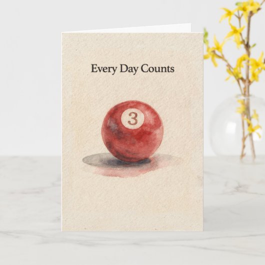 Three Year Anniversary Sobreity Pool Ball Karte (Gelbe Blume)