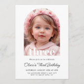 Three Year Old Birthday Party 3rd Birthday Girl Einladung (Vorderseite)