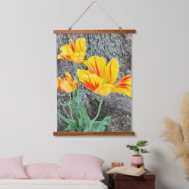 Three Yellow Tulips Sequel / Wandteppich Mit Holzrahmen