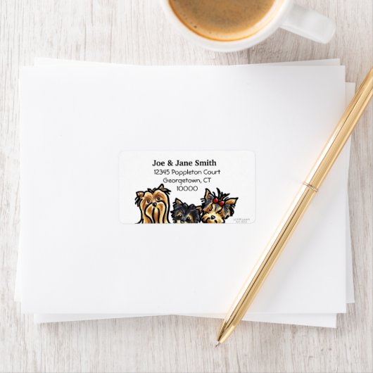 Three Yorkies Clean und einfach Adressaufkleber (Insitu)