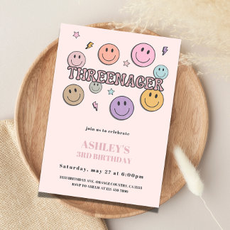 Threenager Birthday Invitation, 3rd Birthday Einladung