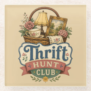 Thrift Hunt Club Vintage Cottagecore Glasuntersetzer