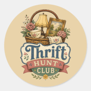 Thrift Hunt Club Vintage Cottagecore Runder Aufkleber