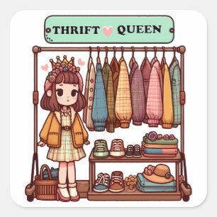 Thrift Queen Quadratischer Aufkleber