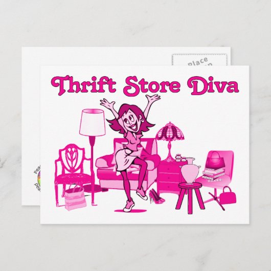 Thrift Store Diva Postkarte (Vorne/Hinten)