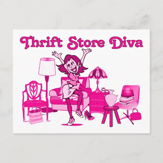 Thrift Store Diva Postkarte (Vorderseite)