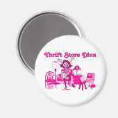 Thrift Store Diva Round Magnet (Vorderseite/Rückseite)
