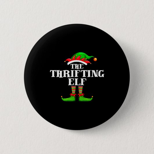 Thrifting Elf Matching Family Group Christmas Part Button (Vorderseite)