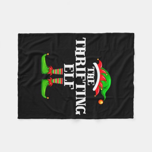 Thrifting Elf Matching Family Group Christmas Part Fleecedecke (Vorderseite (Horizontal))