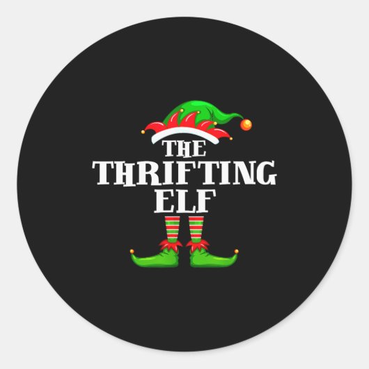 Thrifting Elf Matching Family Group Christmas Part Runder Aufkleber (Vorderseite)
