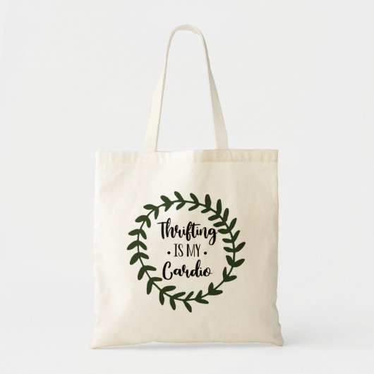 Thrifting ist meine Cardio Greenery Tote Tasche (Vorne)