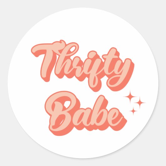 Thrifty Babe Retro Runder Aufkleber (Vorderseite)