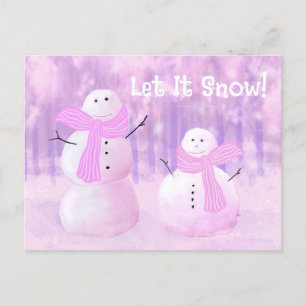 Thrifty Personalisiert Pink Snowman Feiertagspostkarte