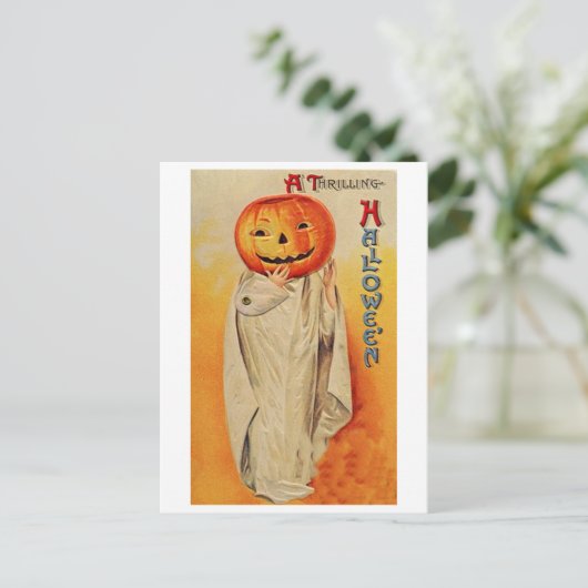 Thrilling Halloween Pumpkin-Kostüm Postkarte (Stehend Vorderseite)