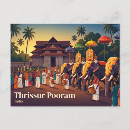 Thrissur Pooram Indien Postkarte (Vorderseite)