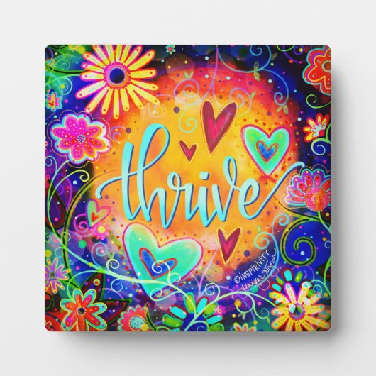 Thrive Whimsical Fun Floral Inspirivity Easel Fotoplatte (Vorderseite)