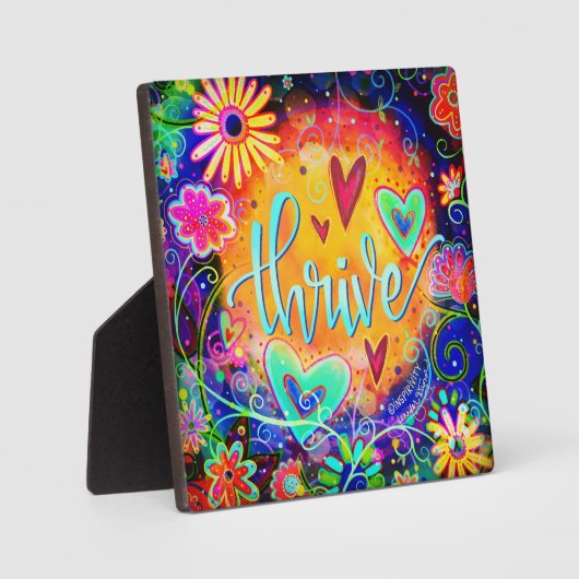 Thrive Whimsical Fun Floral Inspirivity Easel Fotoplatte (Vorderseite)