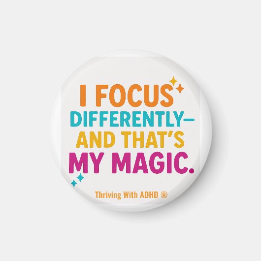 Thriving mit ADHD* "i Focus anders" Magnet (Vorne)