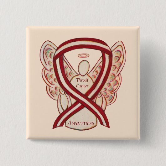 Throat Cancer Awareness Ribbon Streifen Engel Butt Button (Vorderseite)