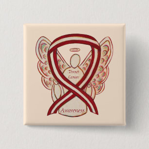 Throat Cancer Awareness Ribbon Streifen Engel Butt Button