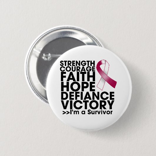 Throat Cancer Hope Strength Victory Button (Vorne & Hinten)