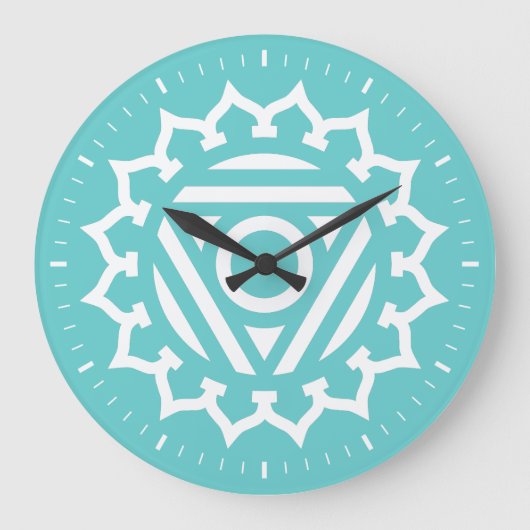 Throat Chakra Energy Wall Clock Große Wanduhr (Vorderseite)