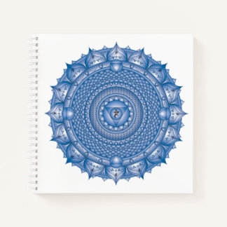 Throat Chakra Mandala Blue Square Notebook Notizblock