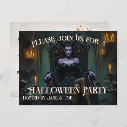 Throndämonenkönigin in Candlelight - Einladung (Vorne/Hinten)