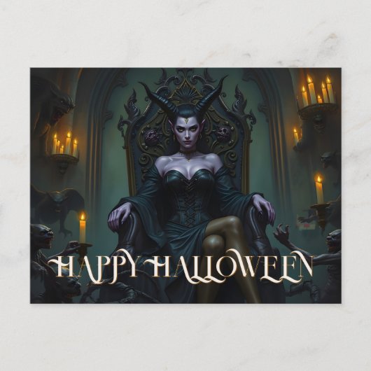 Throndemon Queen in Candlelight Feiertagspostkarte (Vorderseite)