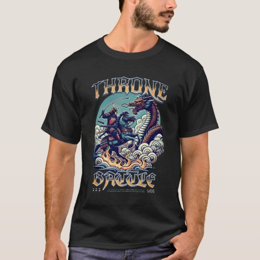 Throne Battle" "Samurai vs Dragon" T-Shirt (Vorderseite)