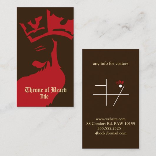 Throne Red auf DarkBrown Business Card Visitenkarte (Vorne/Hinten)