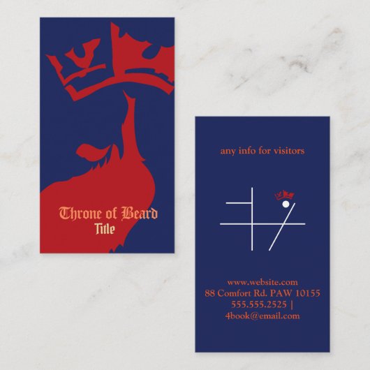 Throne Red on DeepBlue Business Card Visitenkarte (Vorne/Hinten)
