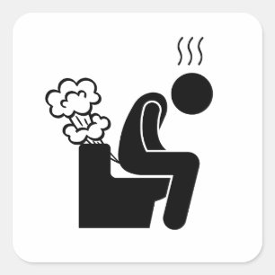 Throne Thunder Farting auf der Toilette Spaß Quadratischer Aufkleber