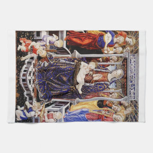 Thronende Madonna mit Kind und musizierendem Engel Geschirrtuch