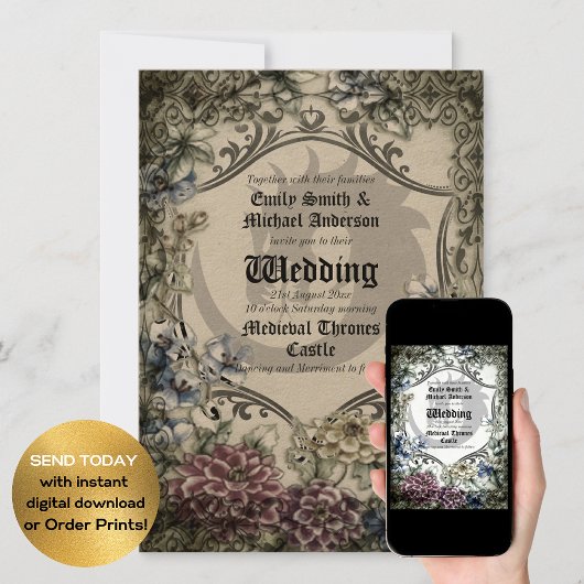 Thrones Dragon Wedding Mittelalterliches Gotisches Einladung