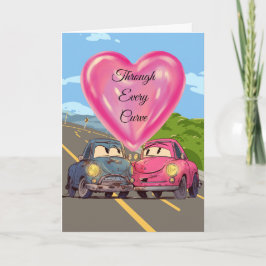 "Through Every Curve" 50th cute anniversary card Feiertagskarte