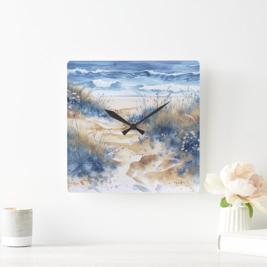 Through the Dunes Seascape Quadratische Wanduhr (Zuhause)