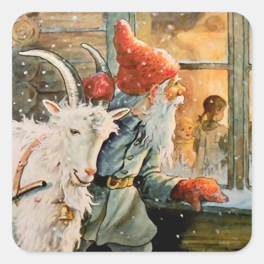 "Through the Window" von Jenny Nystrom Quadratischer Aufkleber (Vorderseite)