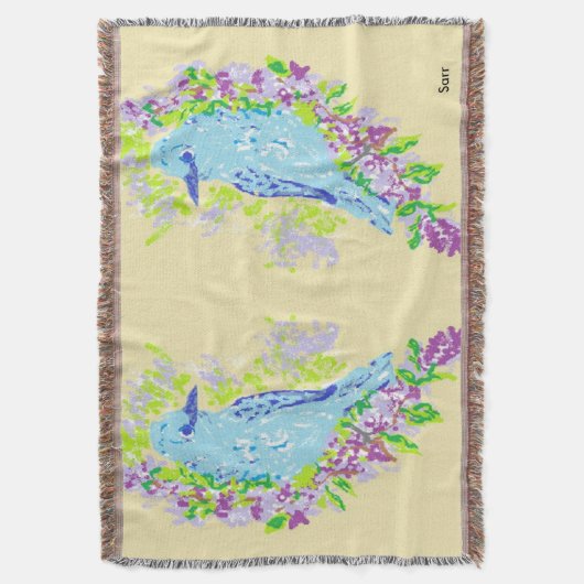 Throw Blanket/ Blauvögel Decke (Vorderseite Vertikal)