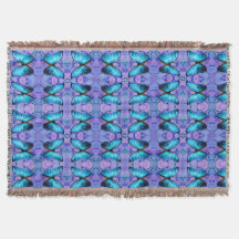 Throw Blanket Blue Butterfly & Hydrangeas