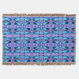 Throw Blanket Blue Butterfly & Hydrangeas Decke