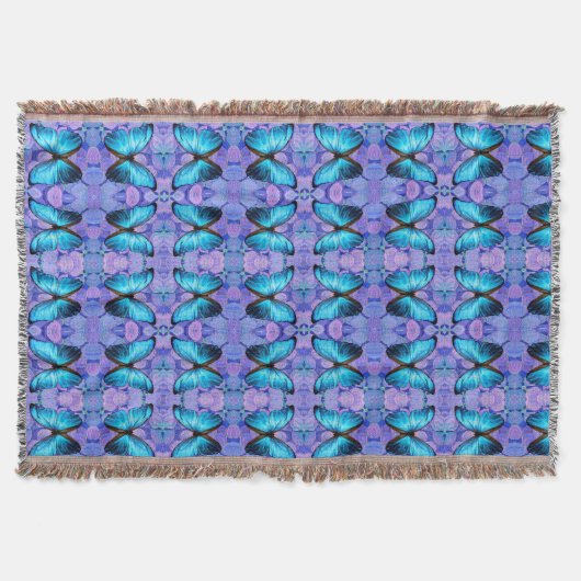 Throw Blanket Blue Butterfly & Hydrangeas Decke (Vorderseite)